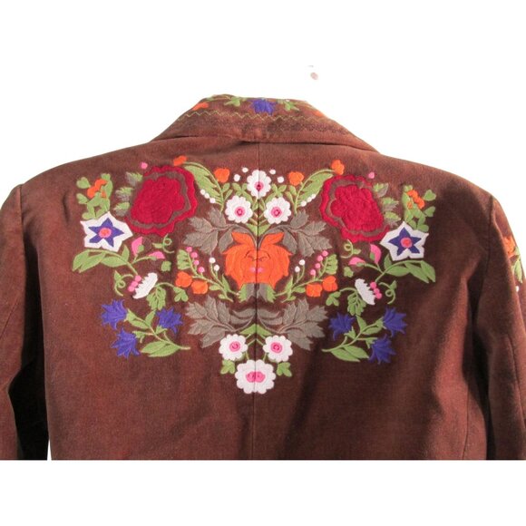 Vintage Yank Americano Embroidered Brown Velvet Western BoHo Jacket Medium GUC - Picture 3 of 16